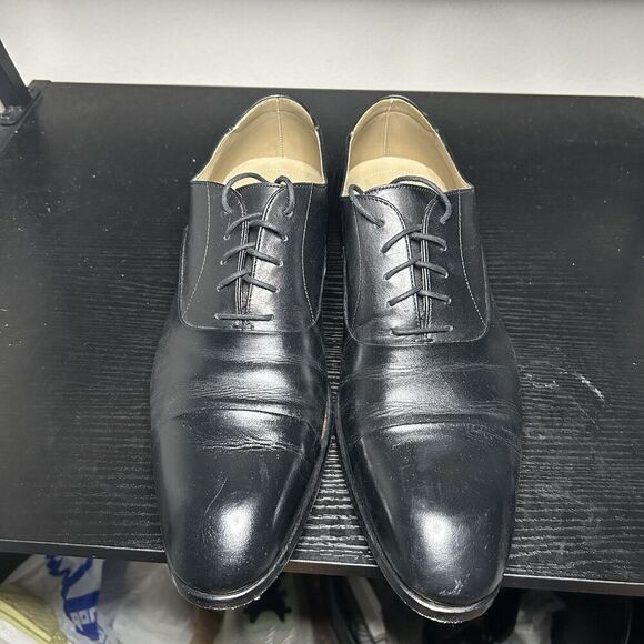 Magnanni Flex Mens Size 12 Black Leather Dress Shoes Cap Toe - Picture 4 of 13